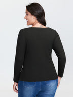 Supersoft Bow Tie Detail Ribbed Knit Top
