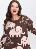 Elephant Pattern Jacquard Pullover