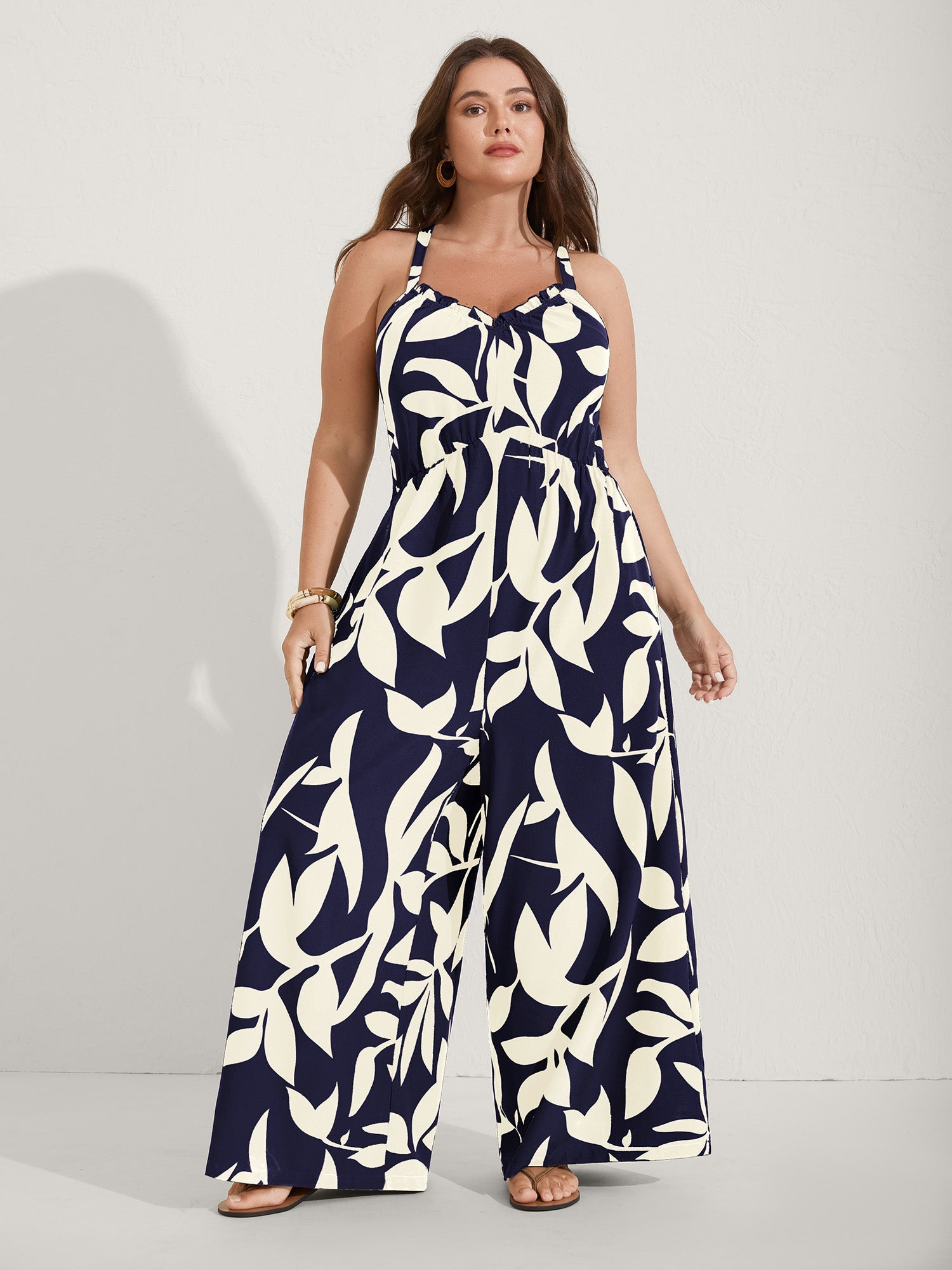 Silhouette Floral Print Sweetheart Jumpsuit