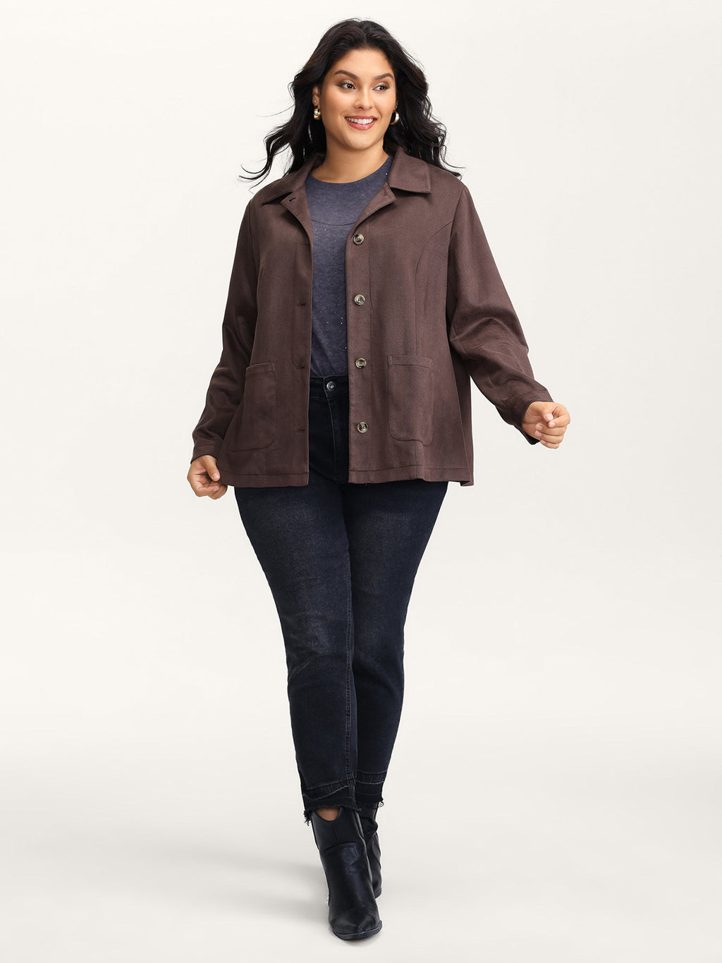 Suede Lined Button-Down Jacket