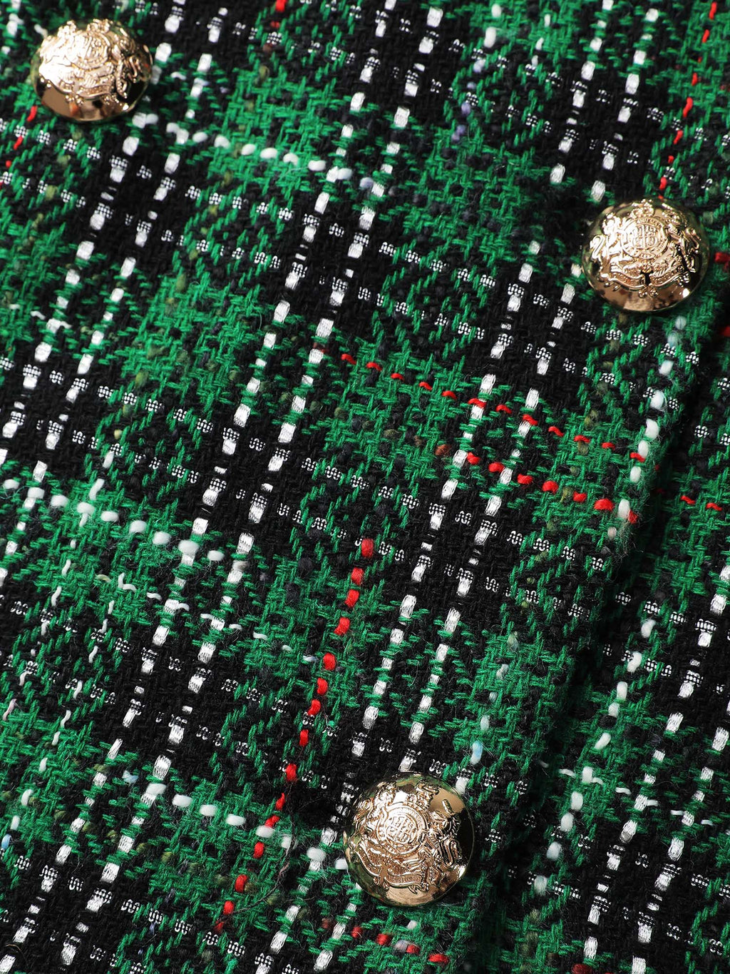 Tweed Plaid Double Button Jacket