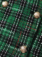 Tweed Plaid Double Button Jacket