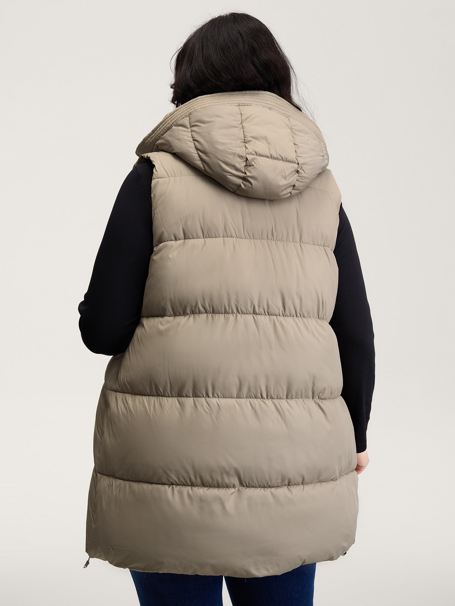 Zipper High Neck Hooded Quilted Jacket