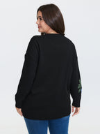 Rosy Jacquard Drop Shoulder Pullover