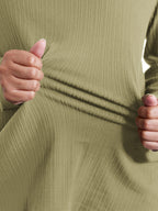 Super Stretchy Ribbed Asymmetrical Neck T-Shirt