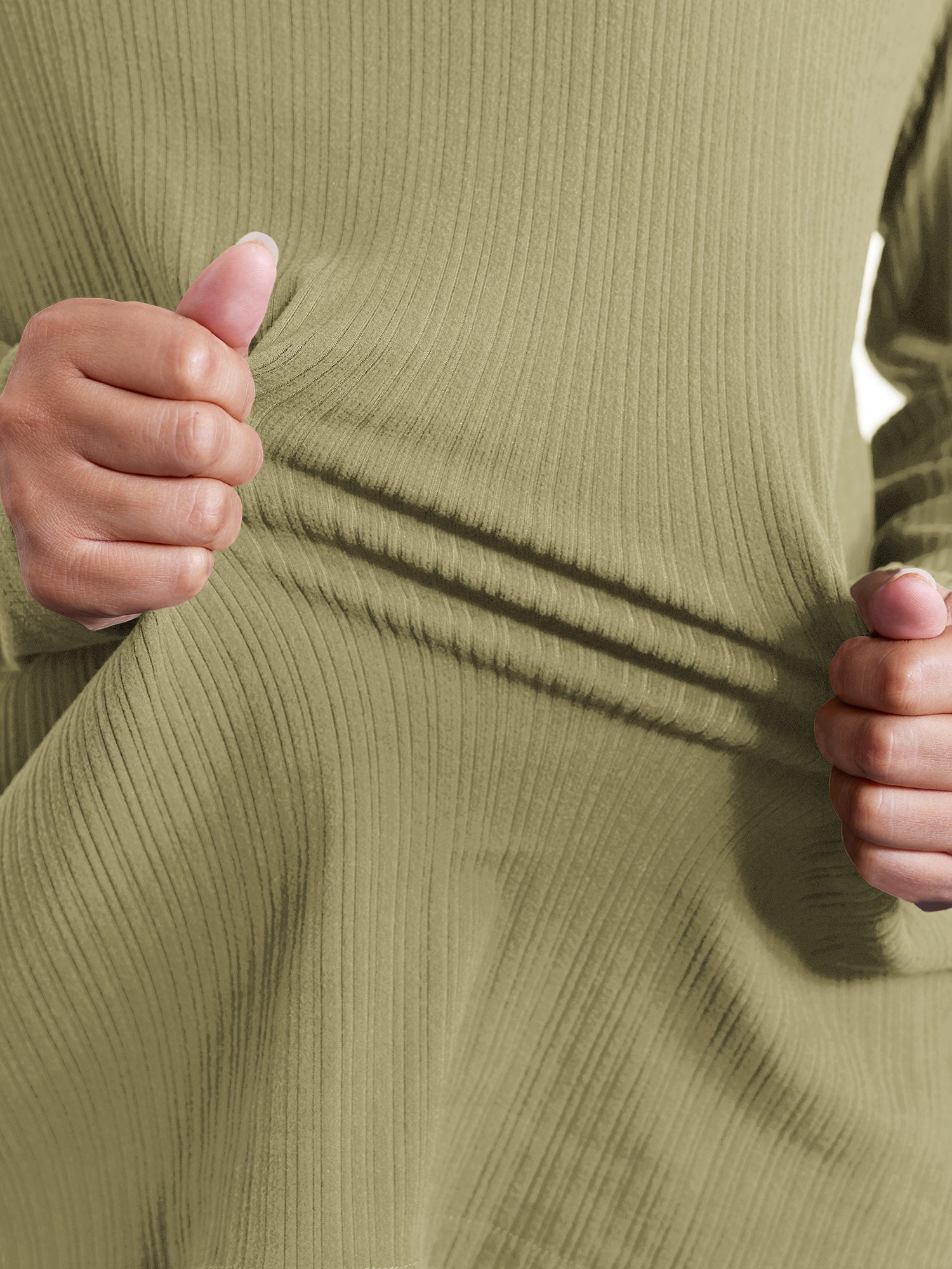 Super Stretchy Ribbed Asymmetrical Neck T-Shirt