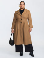 Button Front Pleated Plain Coat