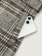 Plaid Belted Waist-Defining Coat