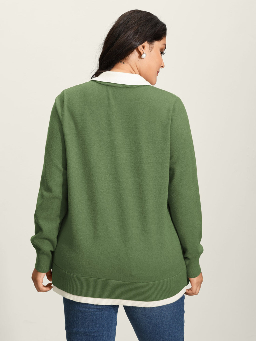 Supersoft 2-in-1 Polo Collar Color Contrast Pullover