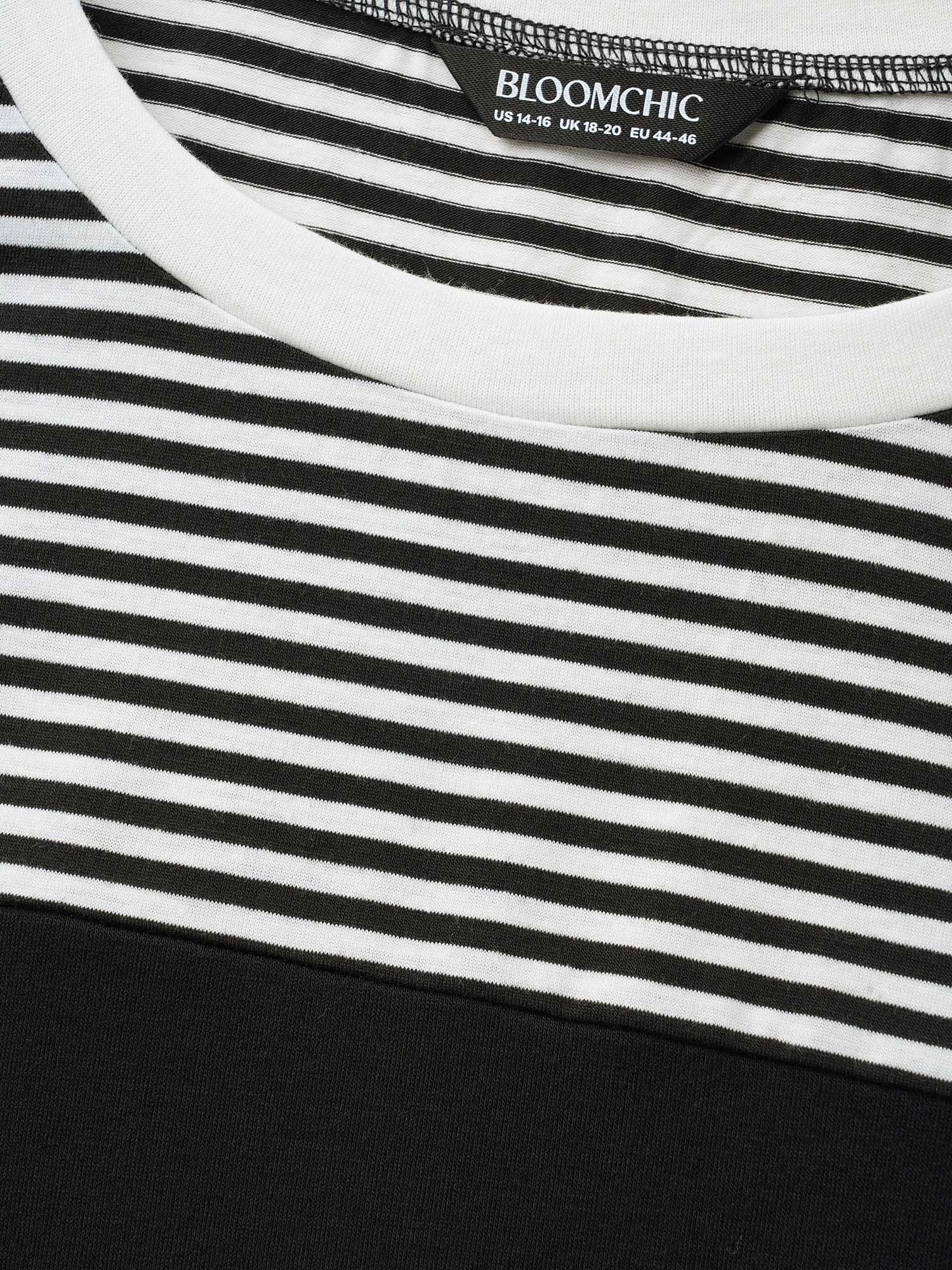 Solid and Striped Contrast Hem T-Shirt