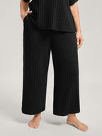 Stretchy Pit Strip Solid Loungewear Set