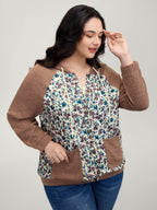 Floral Print Color Contrast Jacket