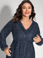 Shimmery Sequin V-Neck Knee Dress