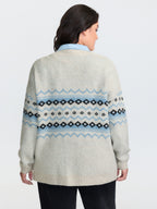 V-Neck Geometric Pattern Button Front Cardigan