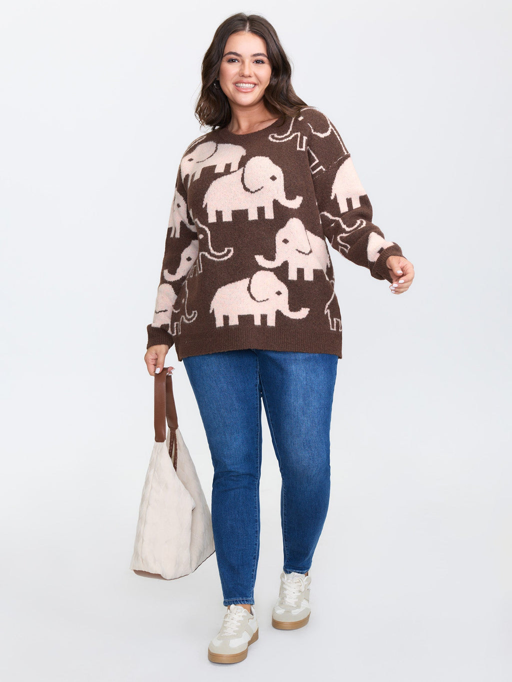 Elephant Pattern Jacquard Pullover