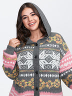 Fair-Isle Pattern Jacquard Knit Cardigan