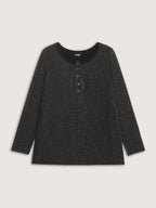 Luxe Feel Button Fitted T-Shirt