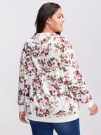 Flower Print Pockets Zipper Jacket