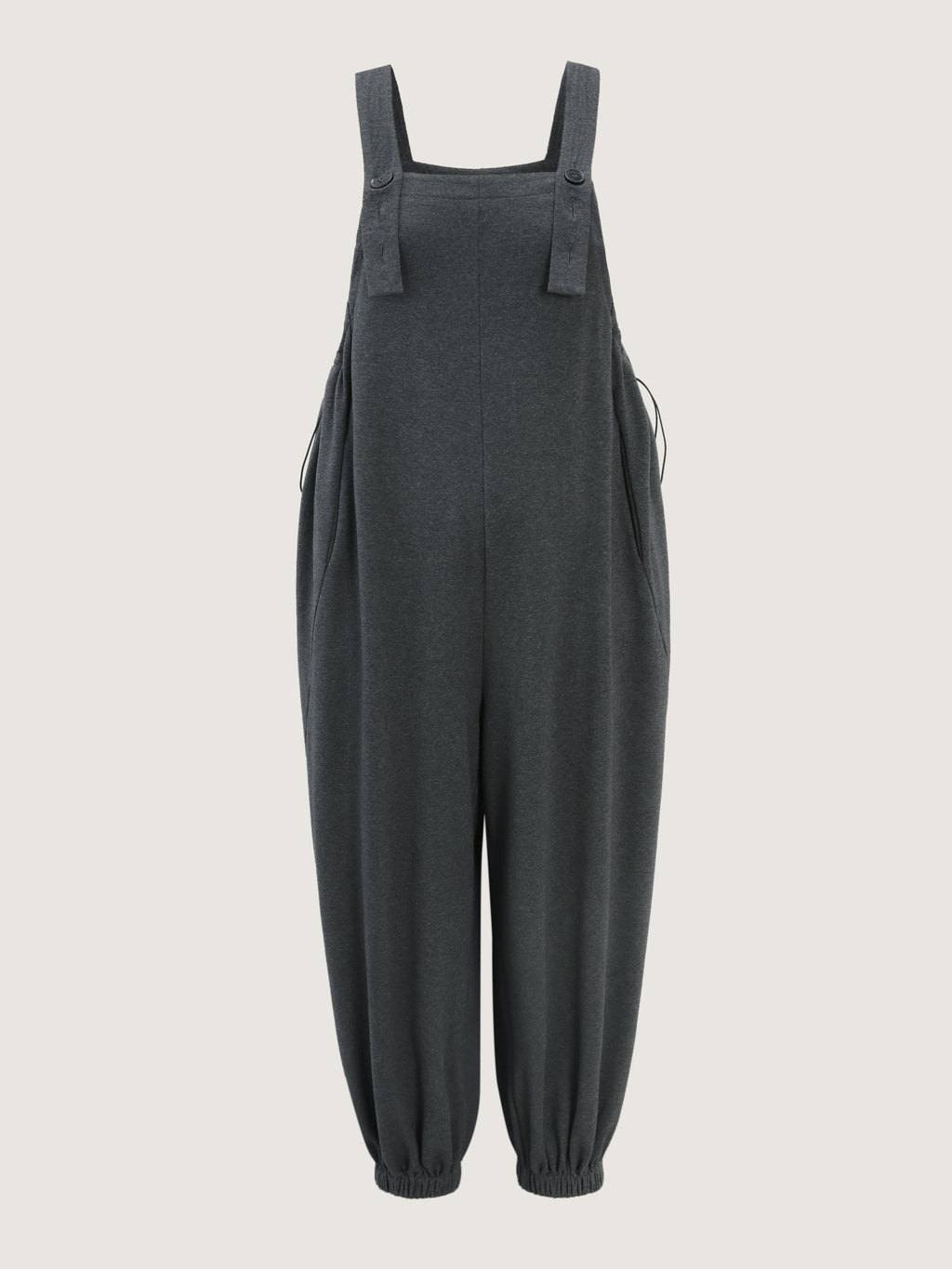 Stretchy Solid Adjustable Overall Jumpsuit