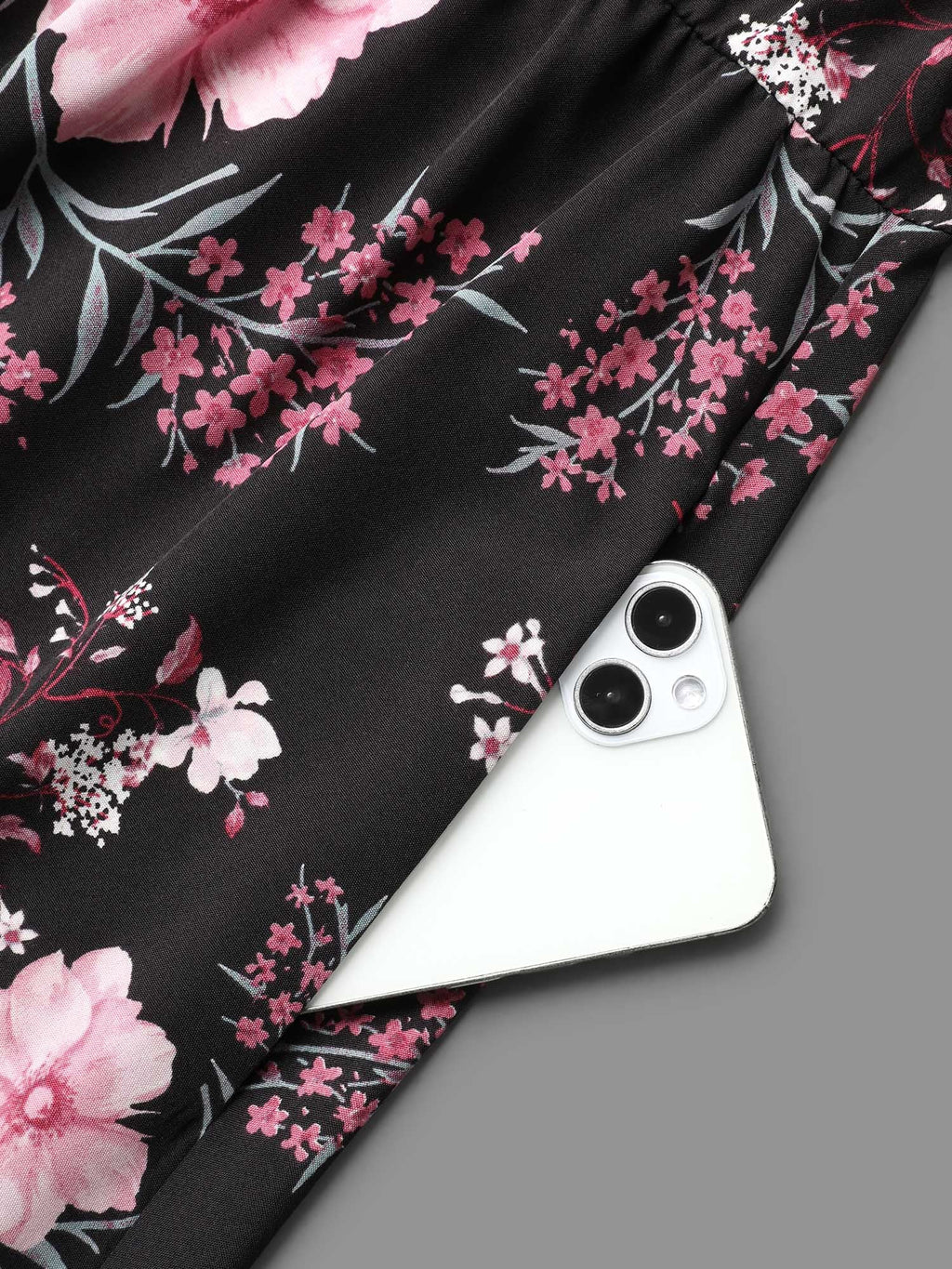 Floral Print Cold-Shoulder Pockets Midi Dress