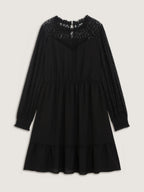 Sheer Lace Cut-Out Detail Midi Dress