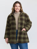 Plaid Pockets Button-Down Coat
