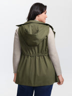 Channel-Drawstring Pockets Hooded Vest
