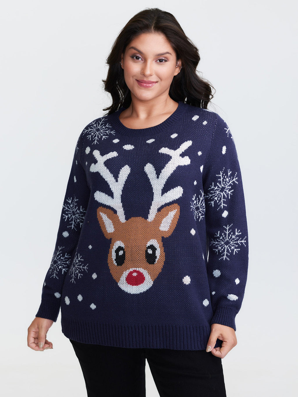Deer Snowflake Pattern Jacquard Pullover