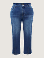 Stretchy Mid-Rise Straight-Leg Jeans