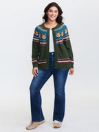 Fox Fair-Isle Jacquard Knit Cardigan