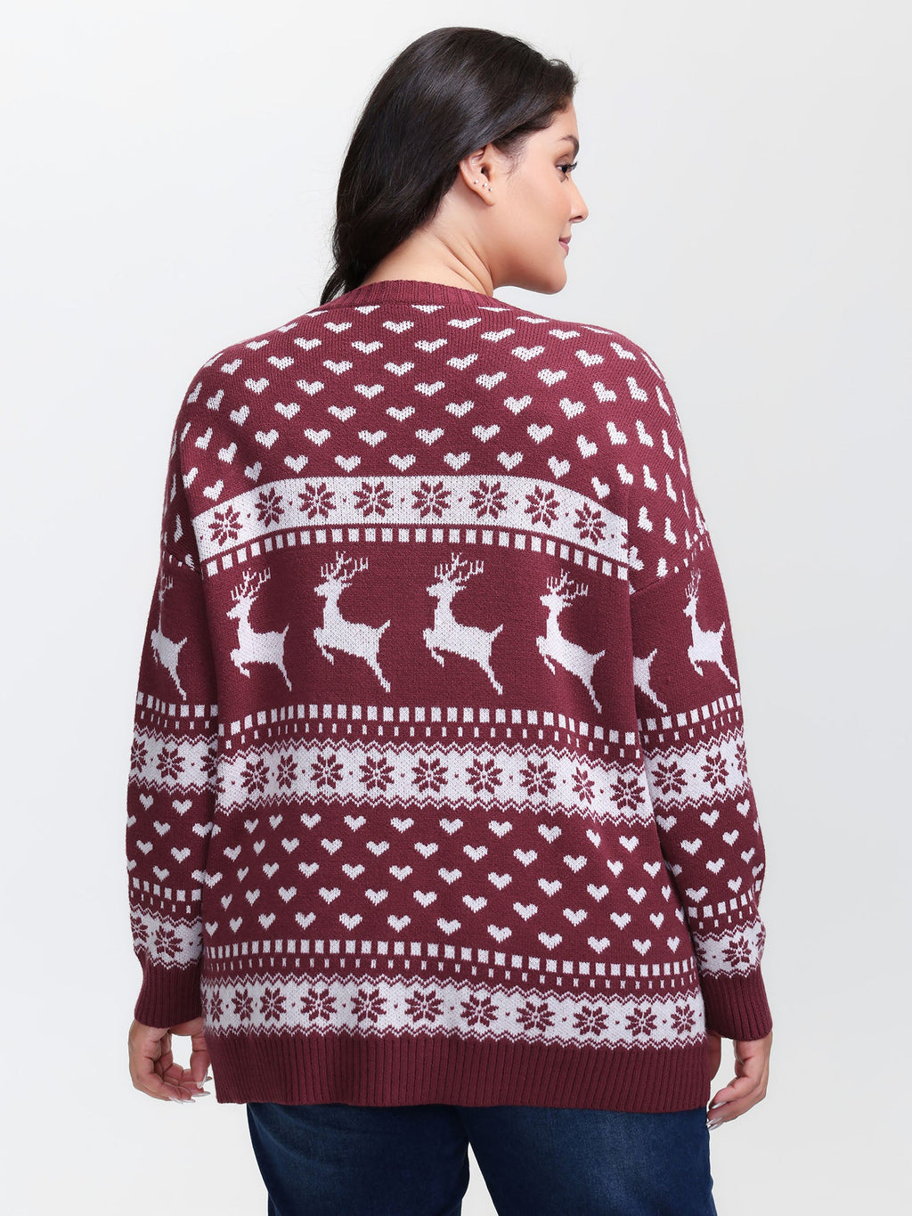 Supersoft Reindeer Holiday Print Round Neck Pullover