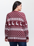 Supersoft Reindeer Holiday Print Round Neck Pullover