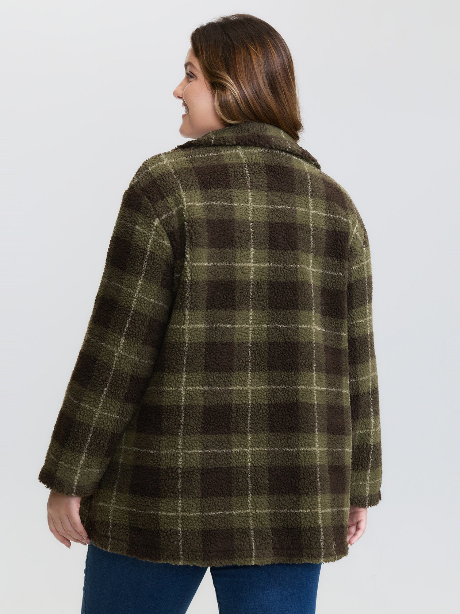 Plaid Pockets Button-Down Coat