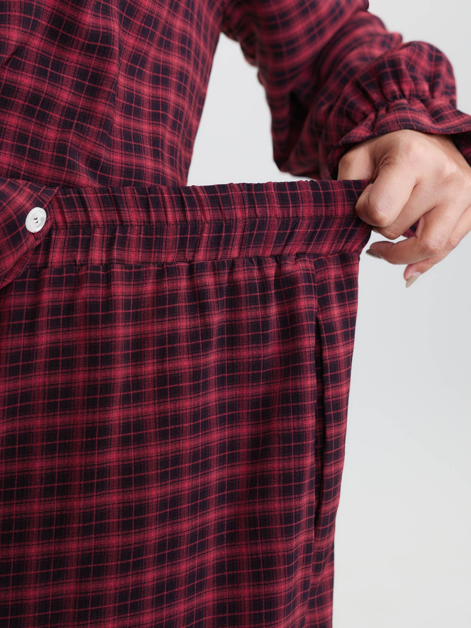 Gingham Ruffled Hem Loungewear Set