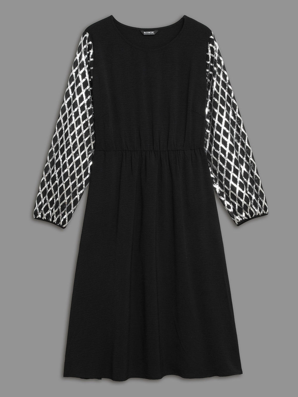 Texture Sequin Mesh Patchwork Belted Dress