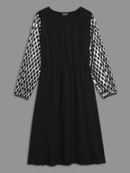 Texture Sequin Mesh Patchwork Belted Dress