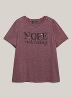 Nope Not Today Print Rhinestone Round Neck T-Shirt