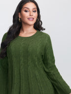 Textured Flared Sleeve A-Line Pullover