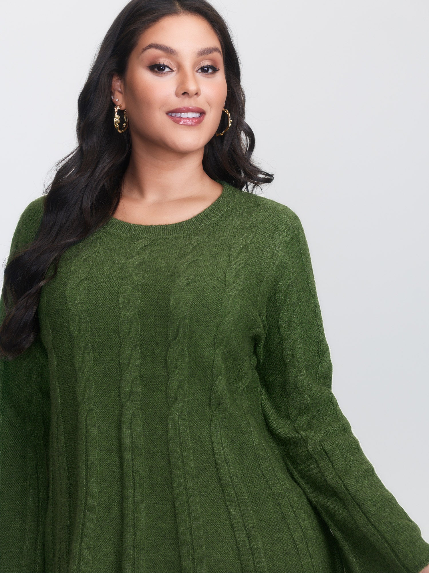 Textured Flared Sleeve A-Line Pullover
