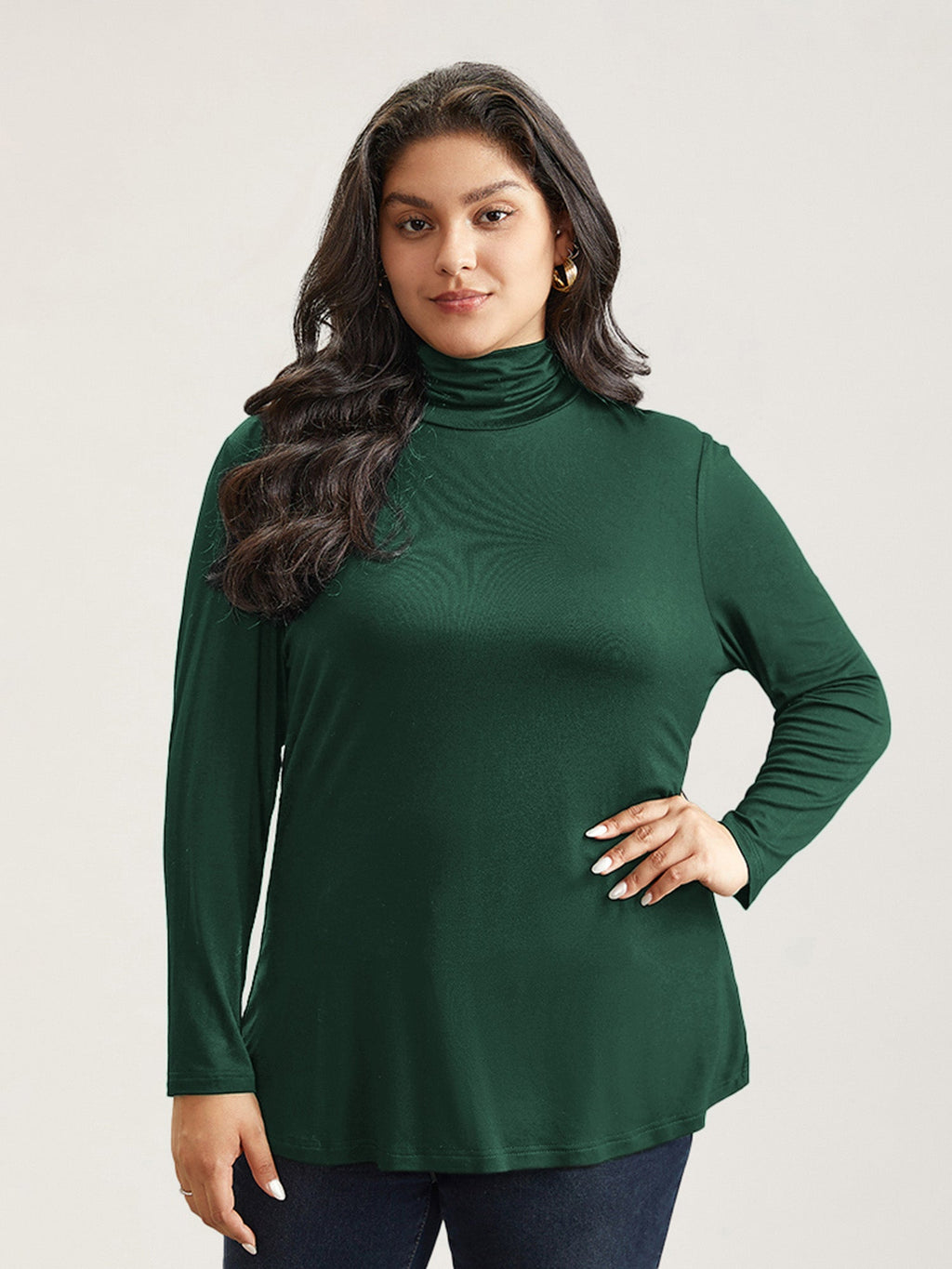 Supersoft Essentials Solid Funnel Neck Knit T-shirt