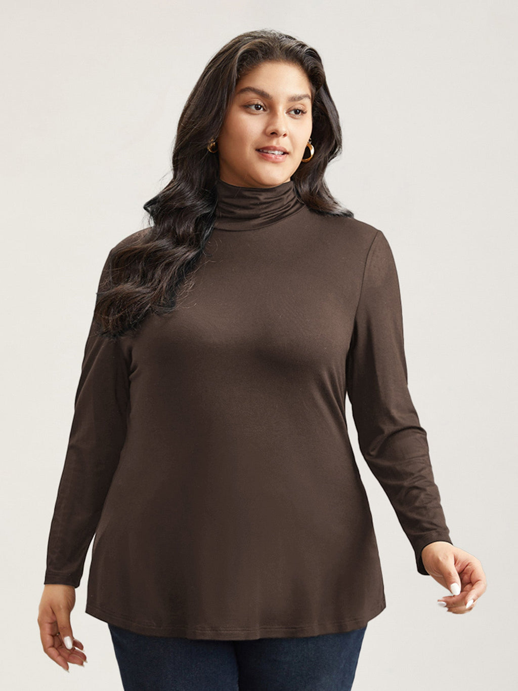 Supersoft Essentials Solid Funnel Neck Knit T-shirt