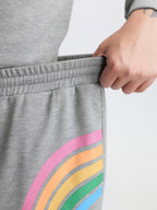 Rainbow Print Drawstring Wide-Leg Lounge Bottoms