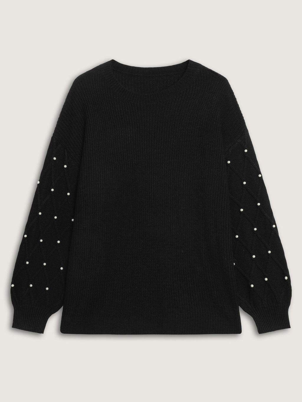 Textured Pearl Detail Drop Shoulder Pullover