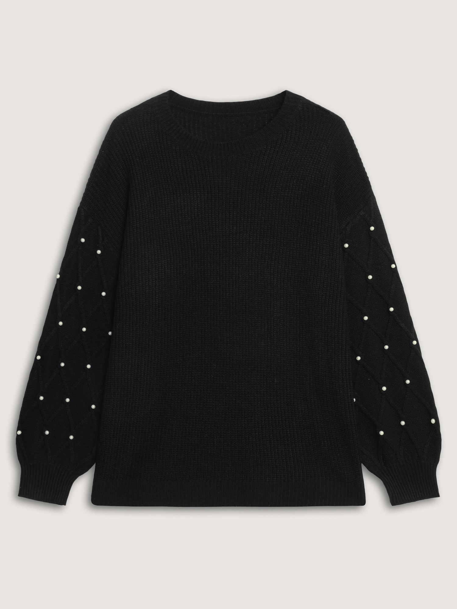 Textured Pearl Detail Drop Shoulder Pullover