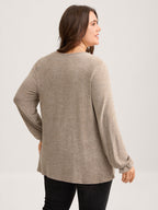 Round Neck Heather Pleated T-shirt