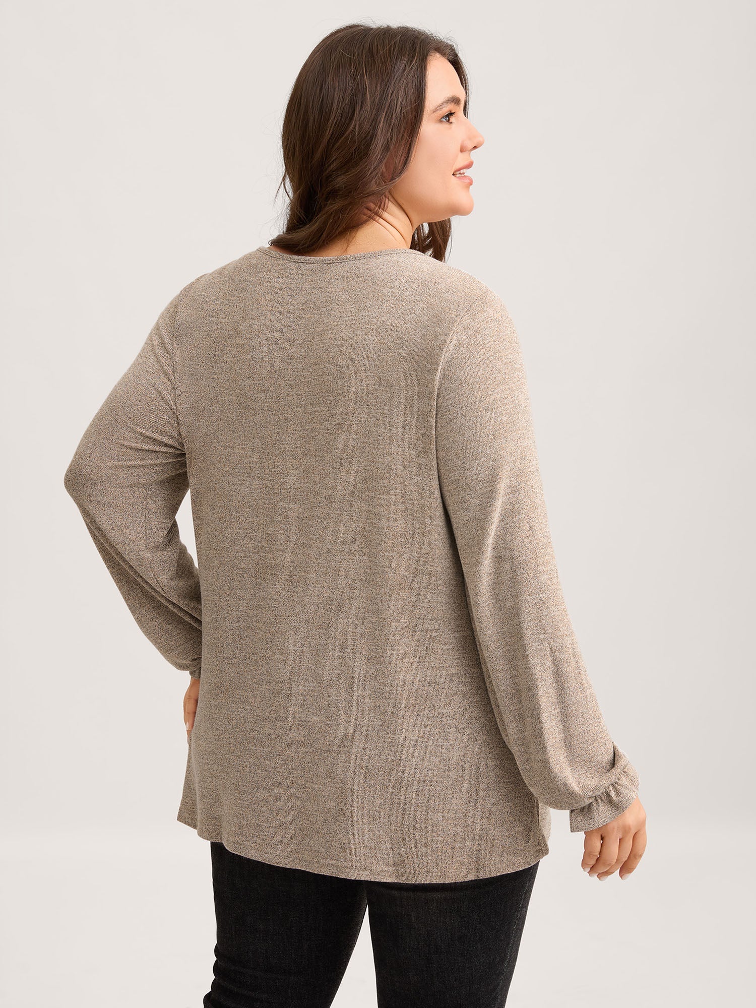 Round Neck Heather Pleated T-shirt