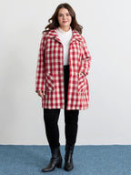 Gingham Doll Collar Pockets Coat