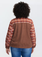 Plaid Pattern Contrast Button Coat