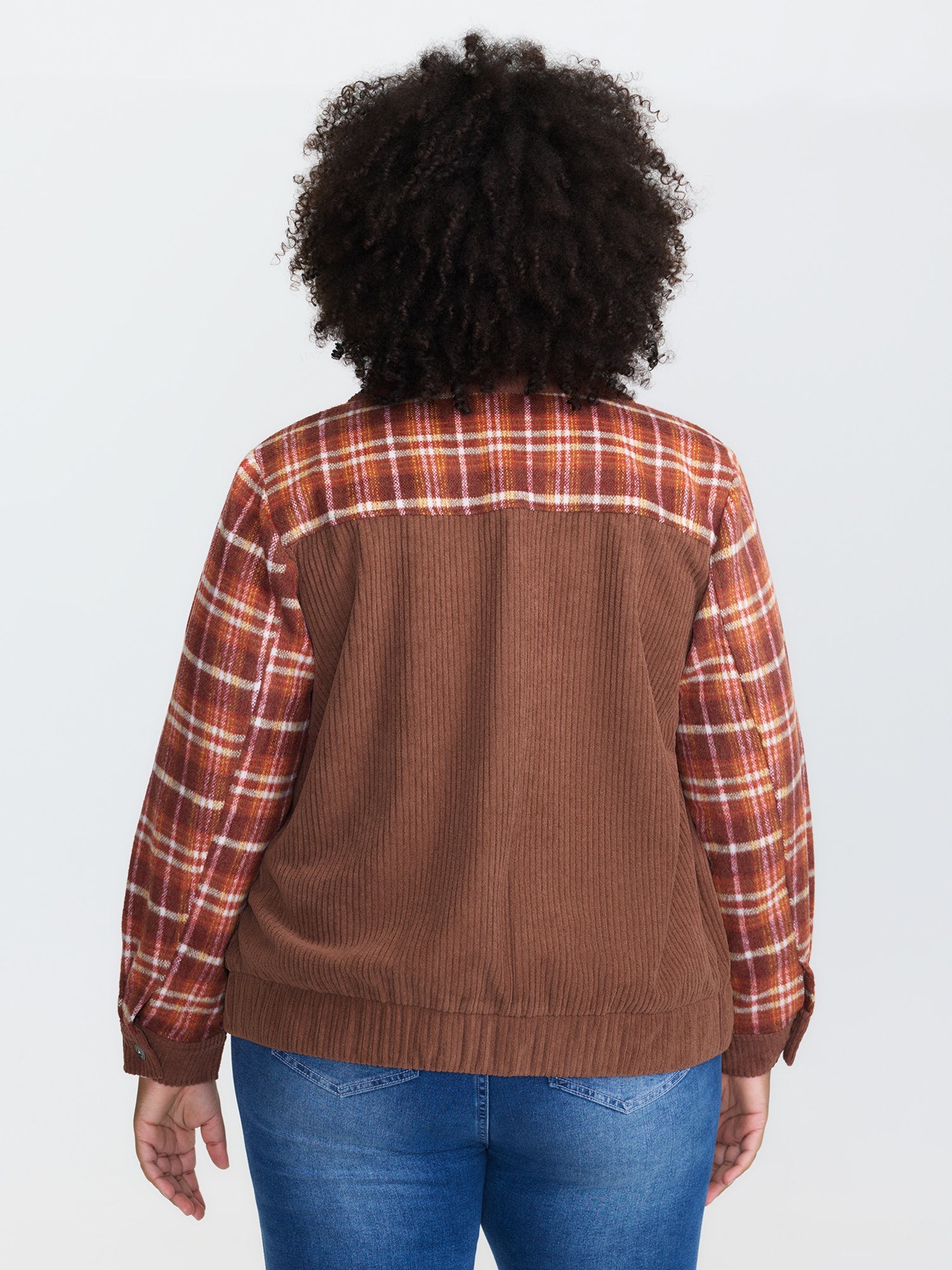 Plaid Pattern Contrast Button Coat