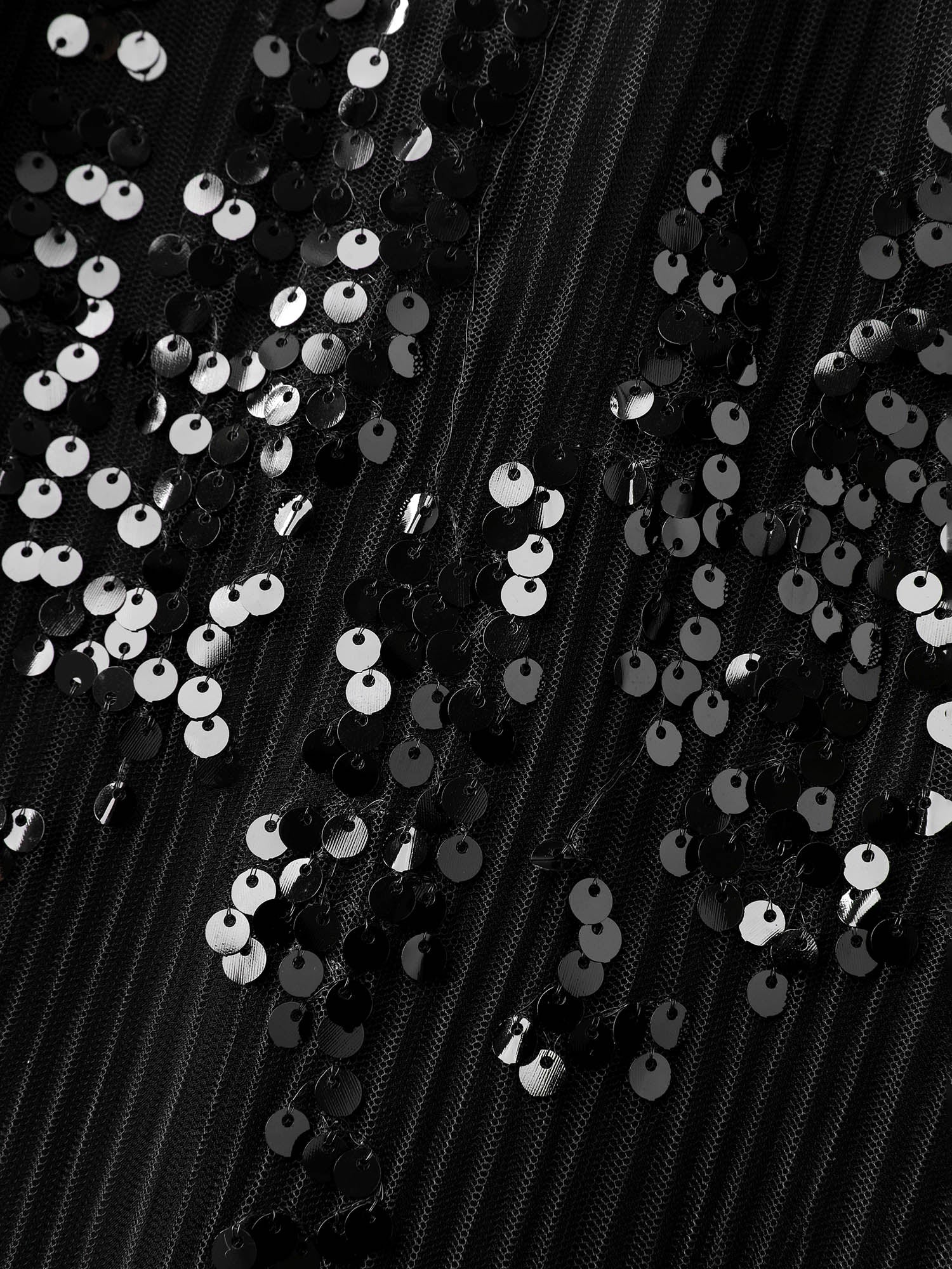 Sequin Mesh Asymmetrical Hem Maxi Dress